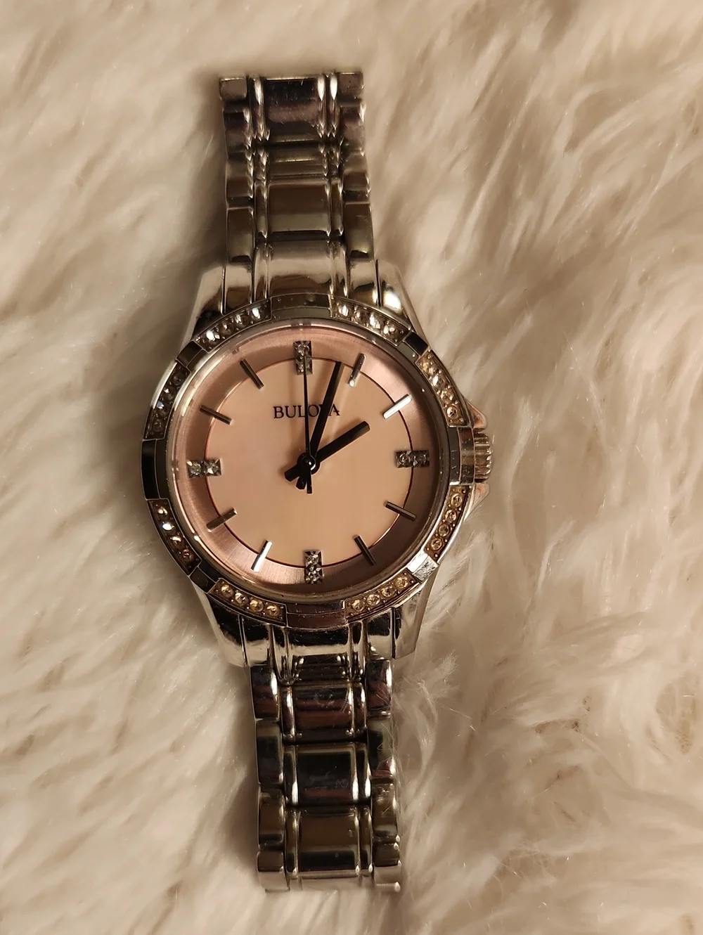Bulova Women's Pink Dial Stainless Steel Watch